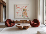 Gingerbread Christmas V by Silvia Vassileva. Shown as extra-large giant wall art in a modern living room. Available as an archival giclee rolled canvas, fine art paper, or poster print. SKU 68602a.