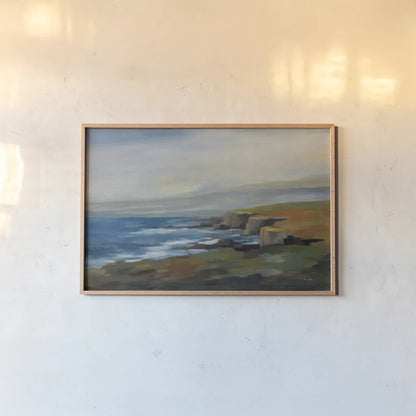 Golden Cliff by Silvia Vassileva. shown as a paper print in a natural frame. Available as a archival giclee rolled canvas, fine art paper, or poster print. SKU 94420i.