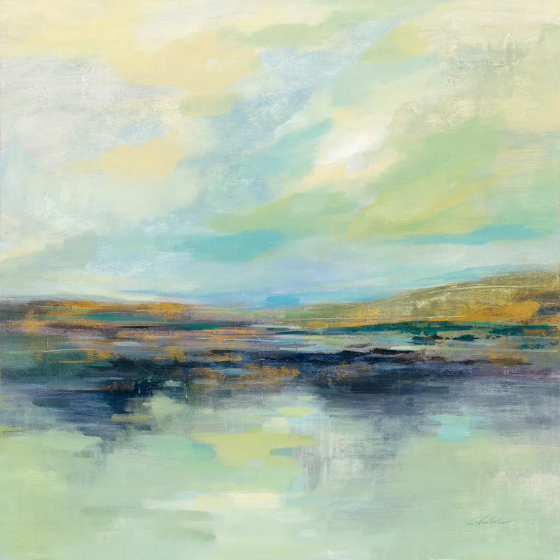 Golden Fields by the River by Silvia Vassileva. SKU 62959a. Archival Giclee Fine art print for wall decor.