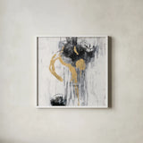 Golden Rain I by Silvia Vassileva. Shown in a crisp white glass frame for a clean and minimalist style. Available as an archival giclee rolled canvas, fine art paper, or poster print. SKU 66084a.