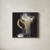 Golden Rain I BW by Silvia Vassileva. Shown in a sleek black glass frame for a contemporary gallery look. Available as an archival giclee rolled canvas, fine art paper, or poster print. SKU 67600a.