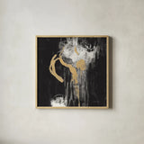 Golden Rain I BW by Silvia Vassileva. Shown in a natural wood glass frame for a timeless modern aesthetic. Available as an archival giclee rolled canvas, fine art paper, or poster print. SKU 67600a.