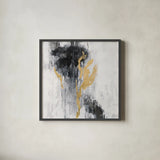 Golden Rain II by Silvia Vassileva. Shown in a sleek black glass frame for a contemporary gallery look. Available as an archival giclee rolled canvas, fine art paper, or poster print. SKU 66085a.