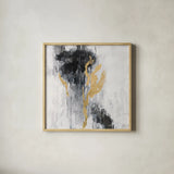 Golden Rain II by Silvia Vassileva. Shown in a natural wood glass frame for a timeless modern aesthetic. Available as an archival giclee rolled canvas, fine art paper, or poster print. SKU 66085a.