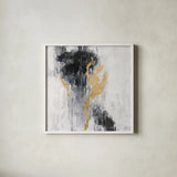 Golden Rain II by Silvia Vassileva. Shown in a crisp white glass frame for a clean and minimalist style. Available as an archival giclee rolled canvas, fine art paper, or poster print. SKU 66085a.
