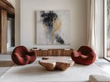 Golden Rain II by Silvia Vassileva. Shown as extra-large giant wall art in a modern living room. Available as an archival giclee rolled canvas, fine art paper, or poster print. SKU 66085a.