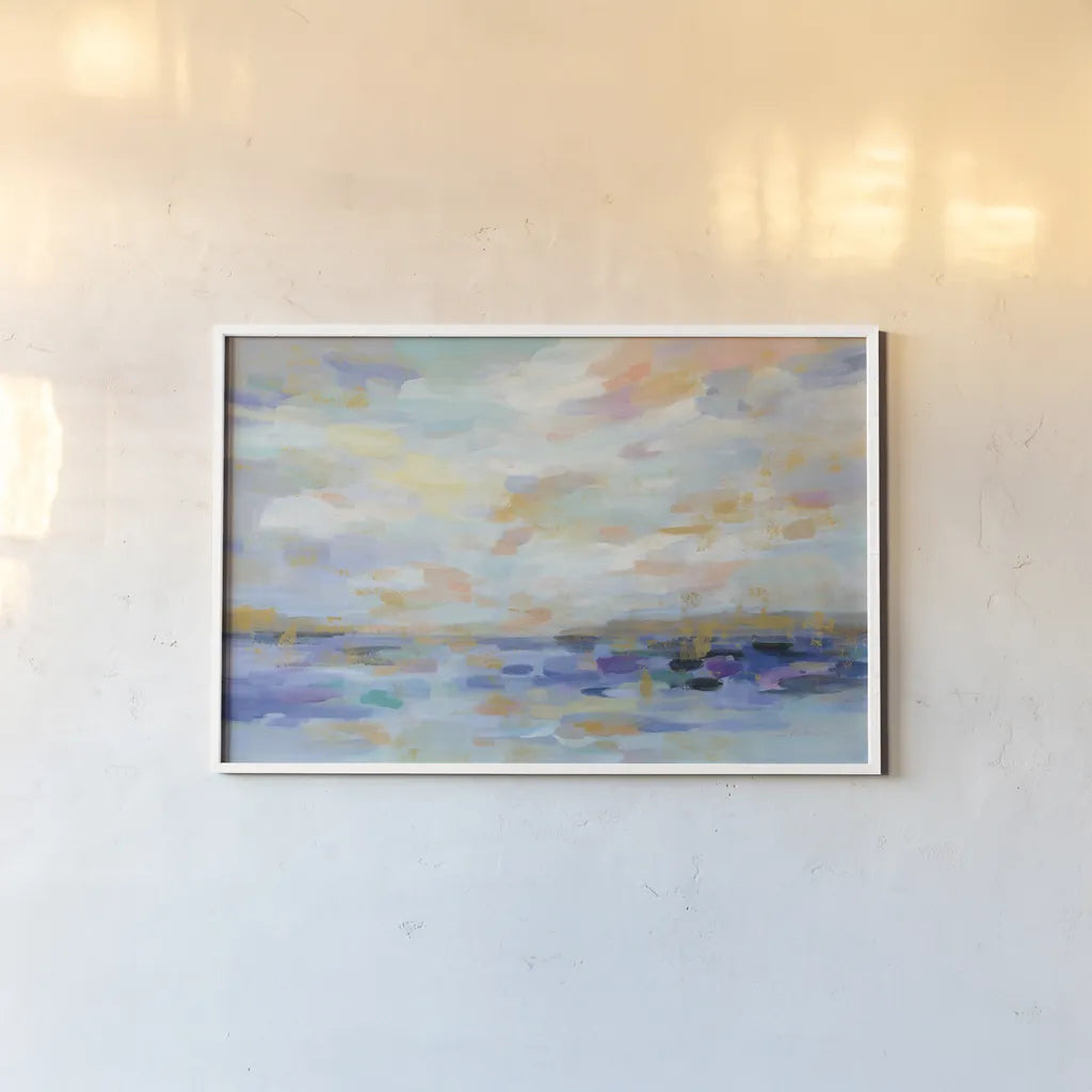 Golden Sunrise by Silvia Vassileva. shown as a paper print in a white frame. Available as a archival giclee rolled canvas, fine art paper, or poster print. SKU 38245i.