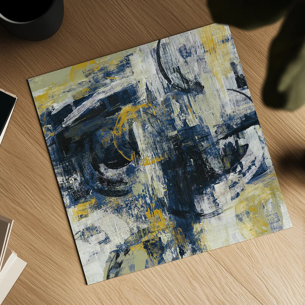 Graffiti Wall III Indigo Crop by Silvia Vassileva. Shown as a detailed flat fine art print, highlighting archival giclee quality. Available as an archival giclee rolled canvas, fine art paper, or poster print. SKU 28859a.