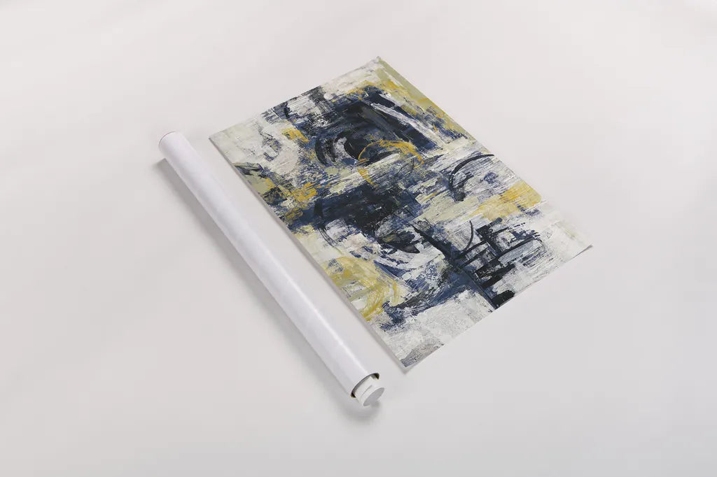 Graffiti Wall III Indigo Crop by Silvia Vassileva. shown as a rolled paper print. Available as archival giclee rolled canvas, fine art paper, or poster print. SKU 28859i.