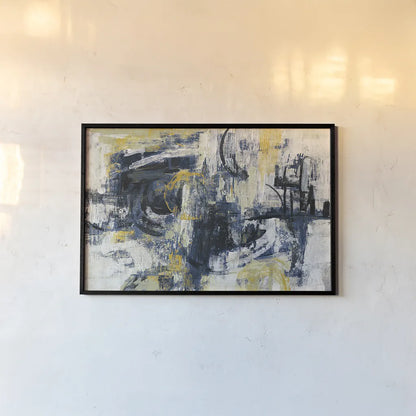 Graffiti Wall III Indigo Crop by Silvia Vassileva. shown as a paper print in a black flame. Available as a archival giclee rolled canvas, fine art paper, or poster print. SKU 28859i.