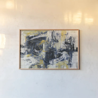 Graffiti Wall III Indigo Crop by Silvia Vassileva. shown as a paper print in a natural frame. Available as a archival giclee rolled canvas, fine art paper, or poster print. SKU 28859i.