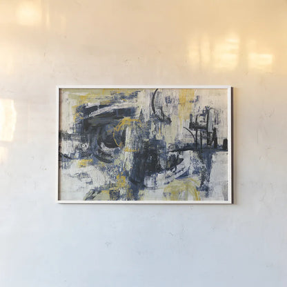 Graffiti Wall III Indigo Crop by Silvia Vassileva. shown as a paper print in a white frame. Available as a archival giclee rolled canvas, fine art paper, or poster print. SKU 28859i.