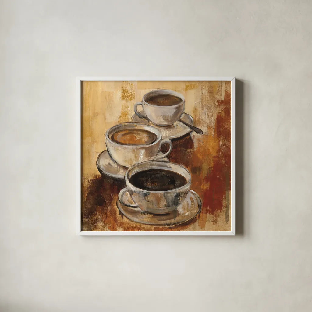 Grande Macchiato I by Silvia Vassileva. Shown in a crisp white glass frame for a clean and minimalist style. Available as an archival giclee rolled canvas, fine art paper, or poster print. SKU 8689a.