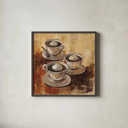 Grande Macchiato II by Silvia Vassileva. Shown in a sleek black glass frame for a contemporary gallery look. Available as an archival giclee rolled canvas, fine art paper, or poster print. SKU 8690a.