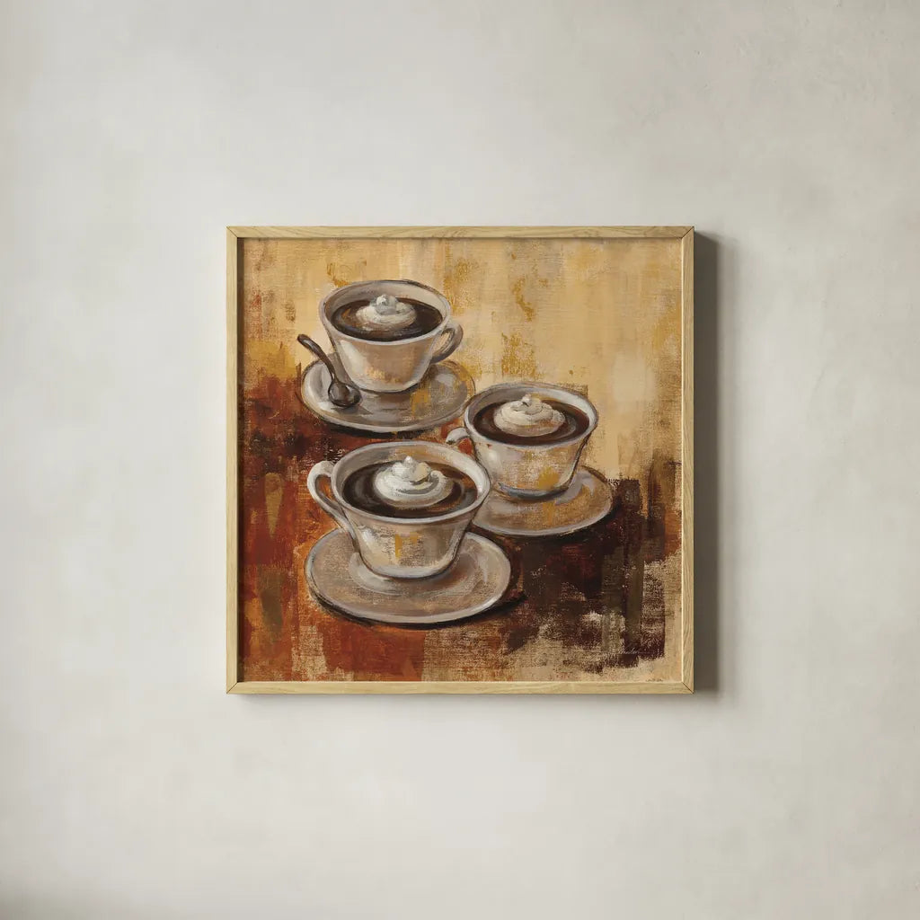 Grande Macchiato II by Silvia Vassileva. Shown in a natural wood glass frame for a timeless modern aesthetic. Available as an archival giclee rolled canvas, fine art paper, or poster print. SKU 8690a.