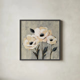 Graphic Floral I by Silvia Vassileva. Shown in a sleek black glass frame for a contemporary gallery look. Available as an archival giclee rolled canvas, fine art paper, or poster print. SKU 31687a.