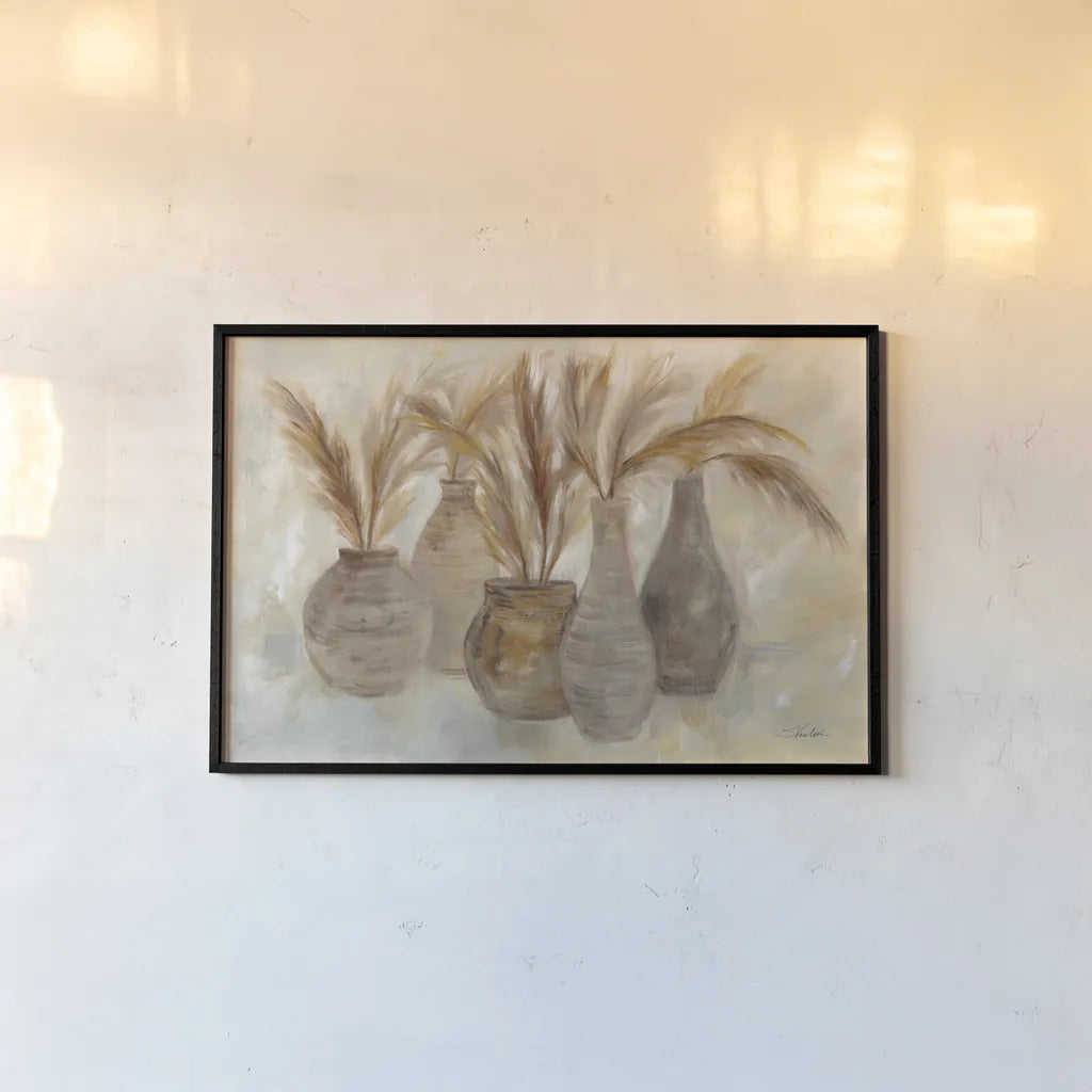 Grasses and Baskets by Silvia Vassileva. shown as a paper print in a black flame. Available as a archival giclee rolled canvas, fine art paper, or poster print. SKU 75421i.