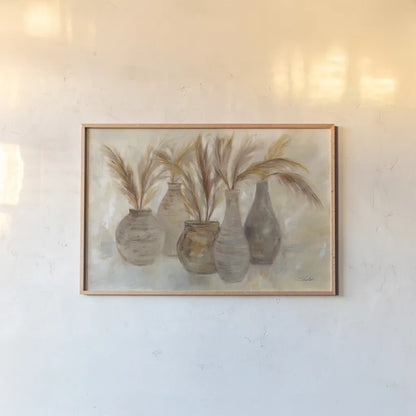 Grasses and Baskets by Silvia Vassileva. shown as a paper print in a natural frame. Available as a archival giclee rolled canvas, fine art paper, or poster print. SKU 75421i.