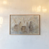 Grasses and Baskets Dark by Silvia Vassileva. shown as a paper print in a natural frame. Available as a archival giclee rolled canvas, fine art paper, or poster print. SKU 76405i.