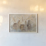 Grasses and Baskets Dark by Silvia Vassileva. shown as a paper print in a white frame. Available as a archival giclee rolled canvas, fine art paper, or poster print. SKU 76405i.