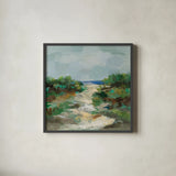 Grassy Beach by Silvia Vassileva. Shown in a sleek black glass frame for a contemporary gallery look. Available as an archival giclee rolled canvas, fine art paper, or poster print. SKU 95131a.