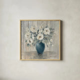 Gray Barn Floral by Silvia Vassileva. Shown in a natural wood glass frame for a timeless modern aesthetic. Available as an archival giclee rolled canvas, fine art paper, or poster print. SKU 73217a.