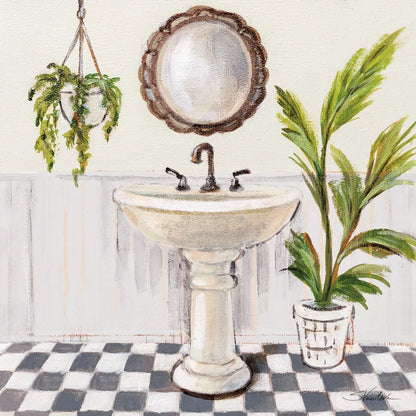 Gray Cottage Bathroom II by Silvia Vassileva. SKU 82838a. Archival Giclee Fine art print for wall decor.