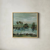 Green River I by Silvia Vassileva. Shown in a natural wood glass frame for a timeless modern aesthetic. Available as an archival giclee rolled canvas, fine art paper, or poster print. SKU 98574a.