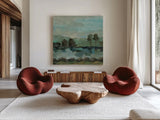 Green River II by Silvia Vassileva. Shown as extra-large giant wall art in a modern living room. Available as an archival giclee rolled canvas, fine art paper, or poster print. SKU 98575a.