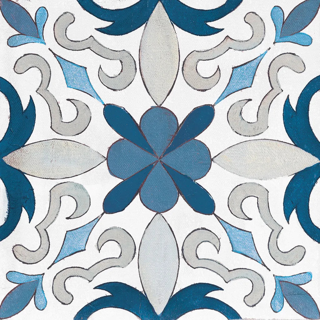 Gypsy Wall Tile 14 Blue Gray by Silvia Vassileva. SKU 51740a. Archival Giclee Fine art print for wall decor.
