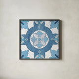Gypsy Wall Tile 6 Blue Gray by Silvia Vassileva. Shown in a sleek black glass frame for a contemporary gallery look. Available as an archival giclee rolled canvas, fine art paper, or poster print. SKU 51737a.