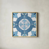 Gypsy Wall Tile 6 Blue Gray by Silvia Vassileva. Shown in a natural wood glass frame for a timeless modern aesthetic. Available as an archival giclee rolled canvas, fine art paper, or poster print. SKU 51737a.