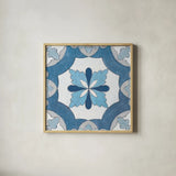 Gypsy Wall Tile 8 Blue Gray by Silvia Vassileva. Shown in a natural wood glass frame for a timeless modern aesthetic. Available as an archival giclee rolled canvas, fine art paper, or poster print. SKU 51738a.