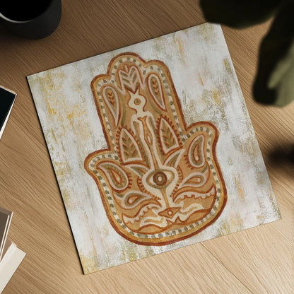 Hamsa by Silvia Vassileva. Shown as a detailed flat fine art print, highlighting archival giclee quality. Available as an archival giclee rolled canvas, fine art paper, or poster print. SKU 64159a.