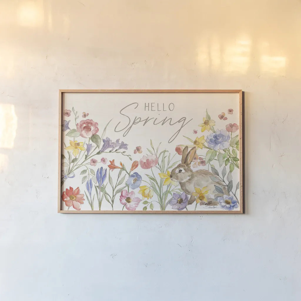 Happy Easter I by Silvia Vassileva. shown as a paper print in a natural frame. Available as a archival giclee rolled canvas, fine art paper, or poster print. SKU 69788i.