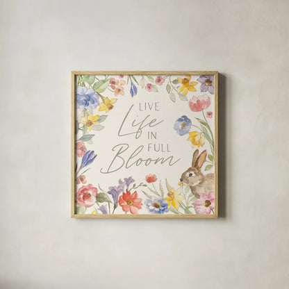 Happy Easter II by Silvia Vassileva. Shown in a natural wood glass frame for a timeless modern aesthetic. Available as an archival giclee rolled canvas, fine art paper, or poster print. SKU 69789a.