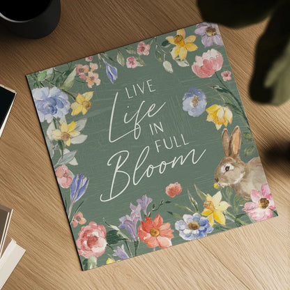 Happy Easter II Sage by Silvia Vassileva. Shown as a detailed flat fine art print, highlighting archival giclee quality. Available as an archival giclee rolled canvas, fine art paper, or poster print. SKU 70510a.