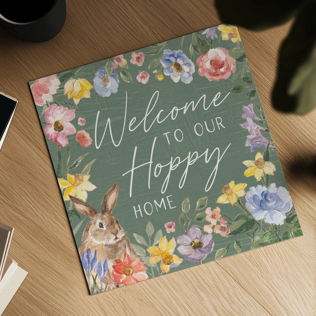 Happy Easter III Sage v2 by Silvia Vassileva. Shown as a detailed flat fine art print, highlighting archival giclee quality. Available as an archival giclee rolled canvas, fine art paper, or poster print. SKU 97387a.