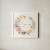 Happy Easter IV by Silvia Vassileva. Shown in a crisp white glass frame for a clean and minimalist style. Available as an archival giclee rolled canvas, fine art paper, or poster print. SKU 69791a.
