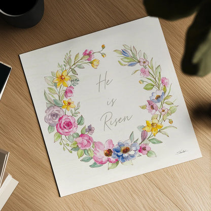 Happy Easter IV Risen by Silvia Vassileva. Shown as a detailed flat fine art print, highlighting archival giclee quality. Available as an archival giclee rolled canvas, fine art paper, or poster print. SKU 71498a.