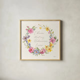 Happy Easter V Redeemer by Silvia Vassileva. Shown in a natural wood glass frame for a timeless modern aesthetic. Available as an archival giclee rolled canvas, fine art paper, or poster print. SKU 71499a.