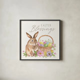 Happy Easter VI Bright by Silvia Vassileva. Shown in a sleek black glass frame for a contemporary gallery look. Available as an archival giclee rolled canvas, fine art paper, or poster print. SKU 71345a.
