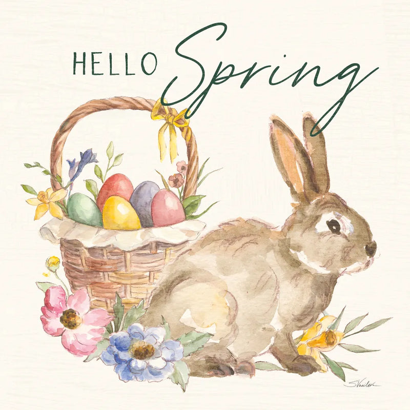 Happy Easter VII Hello Pineneedle Green by Silvia Vassileva. SKU 70507a. Archival Giclee Fine art print for wall decor.