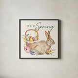 Happy Easter VII Hello Pineneedle Green by Silvia Vassileva. Shown in a sleek black glass frame for a contemporary gallery look. Available as an archival giclee rolled canvas, fine art paper, or poster print. SKU 70507a.