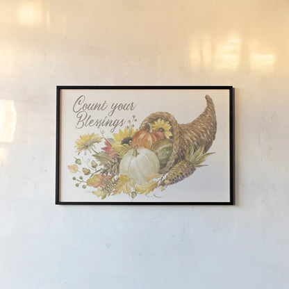 Happy Harvest II v2 by Silvia Vassileva. shown as a paper print in a black flame. Available as a archival giclee rolled canvas, fine art paper, or poster print. SKU 94604i.