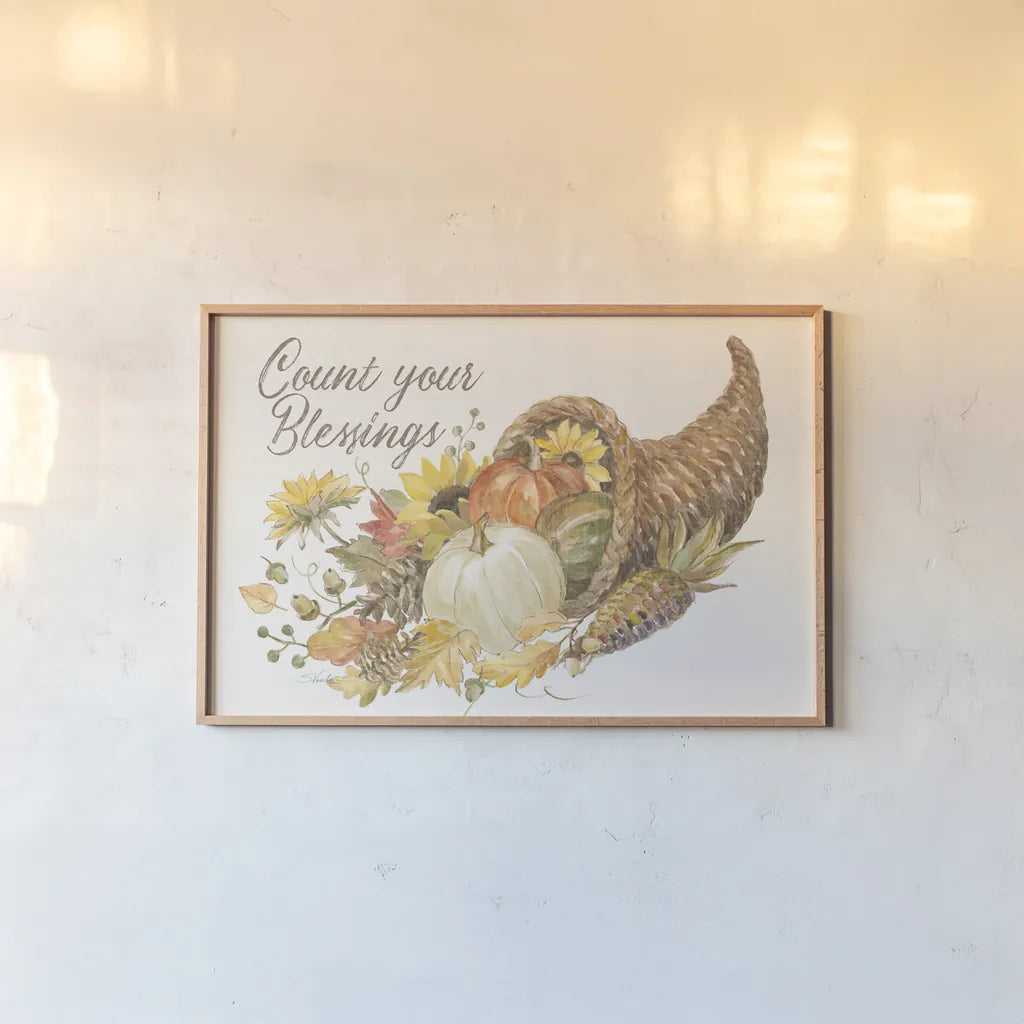 Happy Harvest II v2 by Silvia Vassileva. shown as a paper print in a natural frame. Available as a archival giclee rolled canvas, fine art paper, or poster print. SKU 94604i.