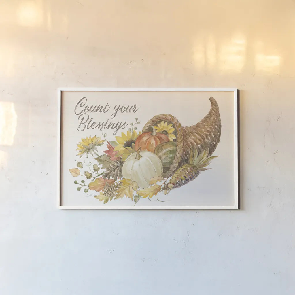 Happy Harvest II v2 by Silvia Vassileva. shown as a paper print in a white frame. Available as a archival giclee rolled canvas, fine art paper, or poster print. SKU 94604i.