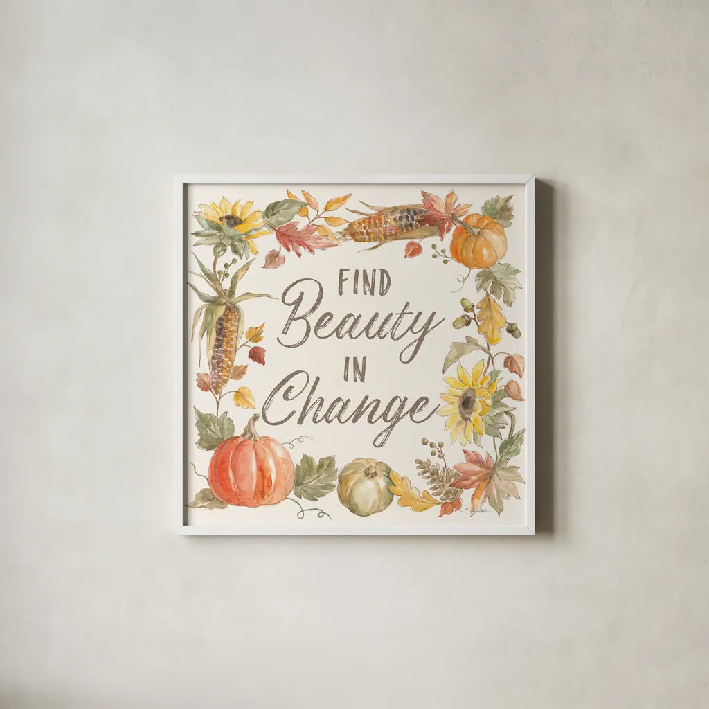 Happy Harvest III by Silvia Vassileva. Shown in a crisp white glass frame for a clean and minimalist style. Available as an archival giclee rolled canvas, fine art paper, or poster print. SKU 69088a.