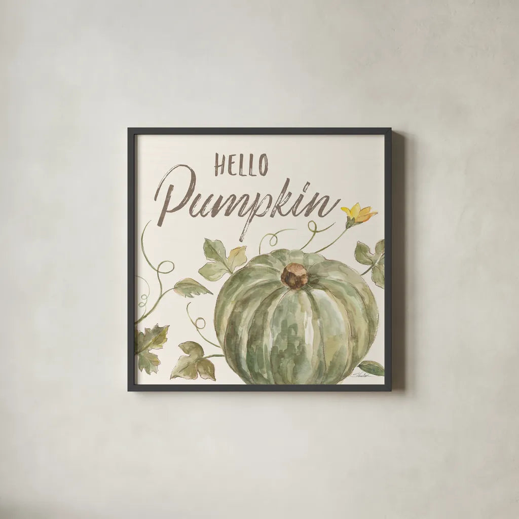 Happy Harvest VII by Silvia Vassileva. Shown in a sleek black glass frame for a contemporary gallery look. Available as an archival giclee rolled canvas, fine art paper, or poster print. SKU 69092a.