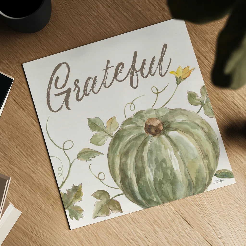 Happy Harvest VII Grateful by Silvia Vassileva. Shown as a detailed flat fine art print, highlighting archival giclee quality. Available as an archival giclee rolled canvas, fine art paper, or poster print. SKU 75101a.